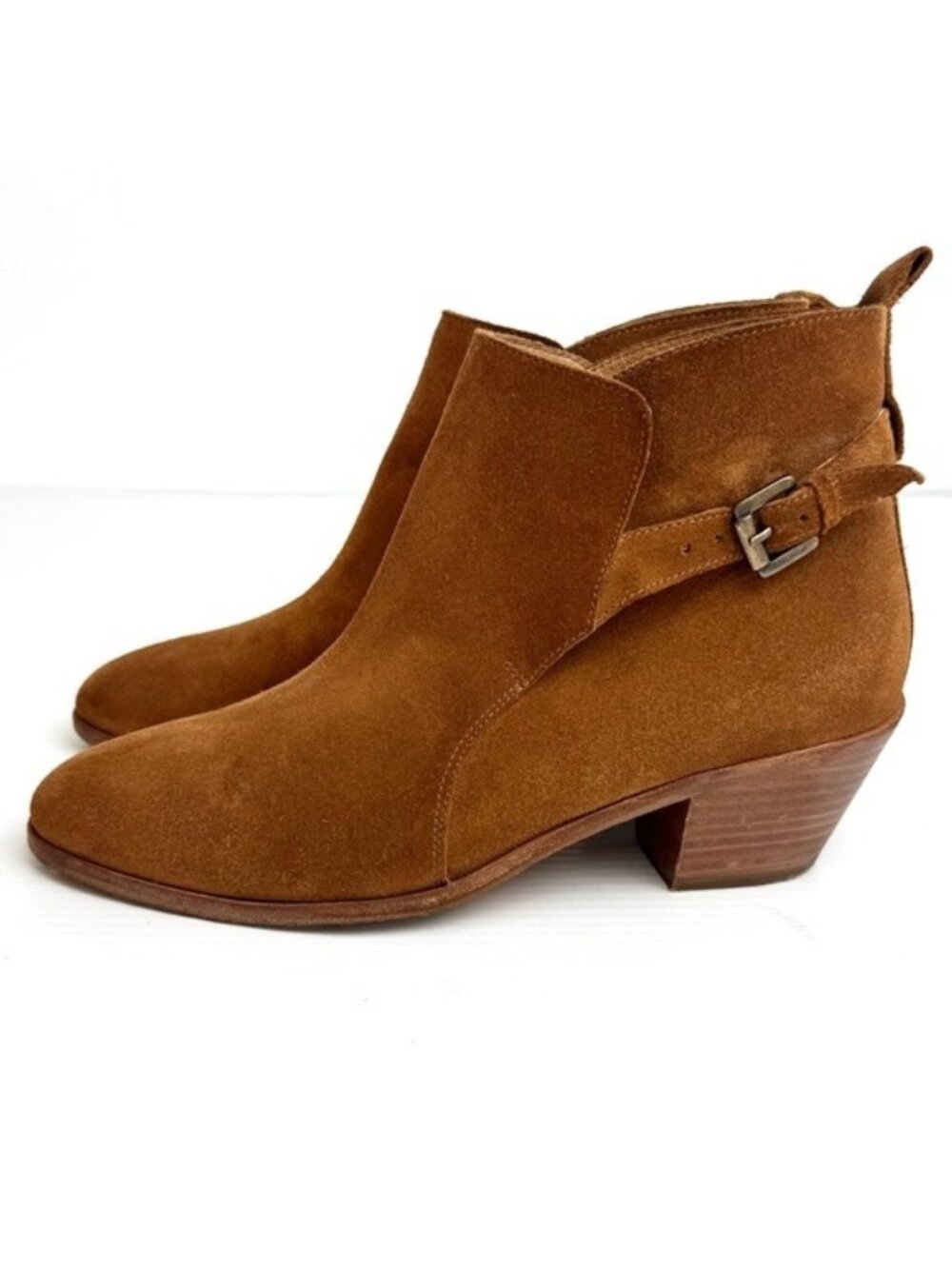 Anthro Comptoir Des Cotonniers camel brown Suede Ankle Boots Tan Heeled Boho 9